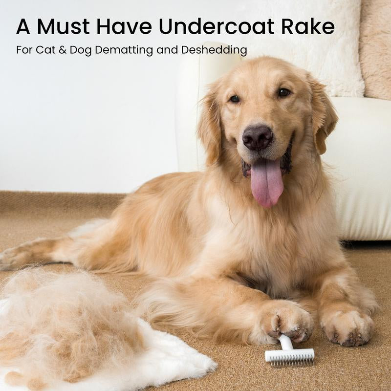 Aumuca Dematting Undercoat Comb Brush for Dogs and Cats - Pet Grooming Rake - Dog Brush for Shedding