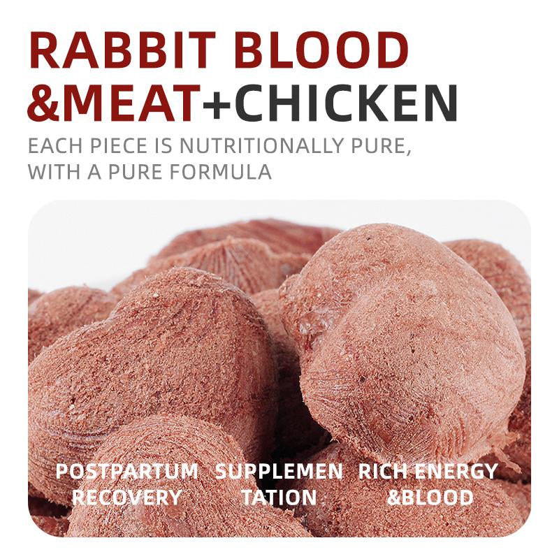 RLG 15 Individually Wrapped Freeze-Dried Rabbit Blood Treats – Rich in Hemoglobin & Iron – Supports Energy & Vitality – 25G Bag
