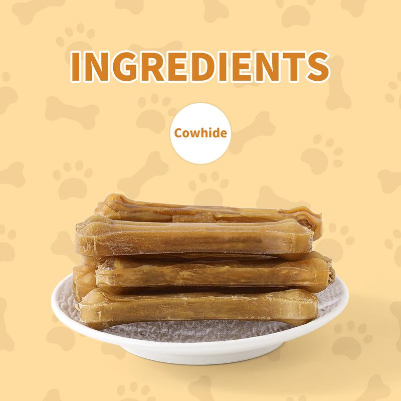 Iipets Cowhide Dog Chewing Bone - All Natural Cowhide, Long-Lasting Teeth Cleaning, No Additives, Low Temperature Baking, No Throat Clogging, Safe to Chew, Suitable for Puppies during Their Teething Period, and Energetic Adult Dogs.