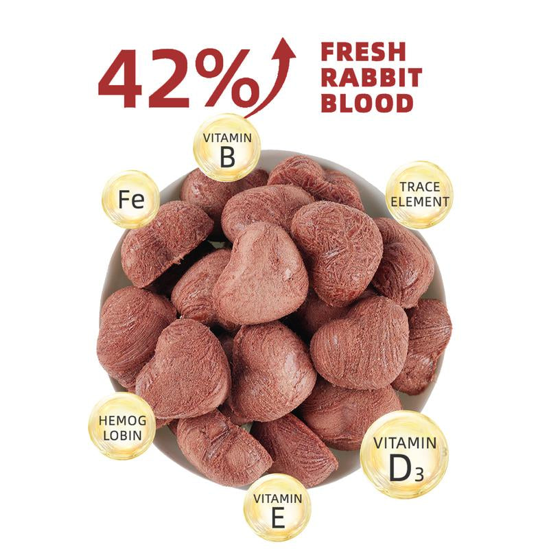RLG 15 Individually Wrapped Freeze-Dried Rabbit Blood Treats – Rich in Hemoglobin & Iron – Supports Energy & Vitality – 25G Bag