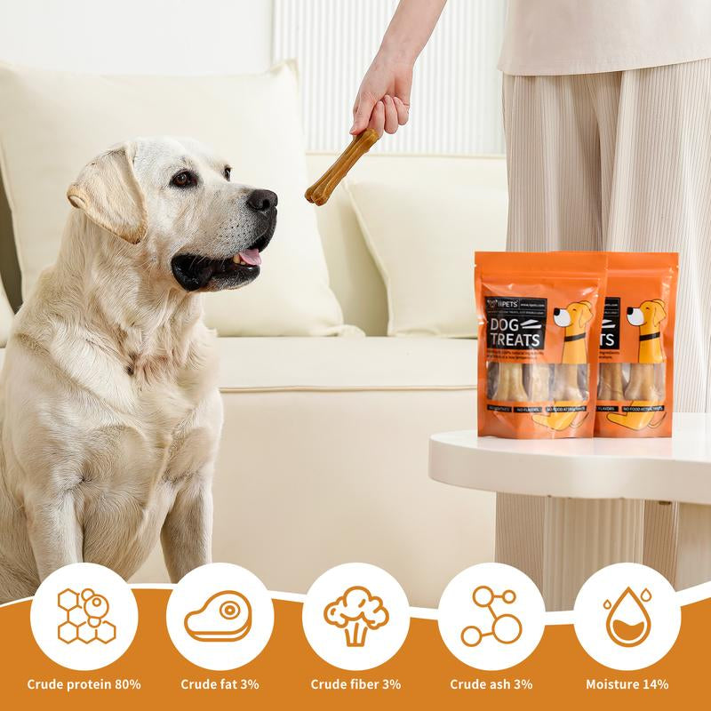 Iipets Cowhide Dog Chewing Bone - All Natural Cowhide, Long-Lasting Teeth Cleaning, No Additives, Low Temperature Baking, No Throat Clogging, Safe to Chew, Suitable for Puppies during Their Teething Period, and Energetic Adult Dogs.