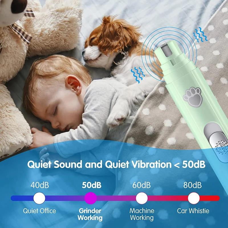 Silent Groom Pro Nail Grinder, 2025 New Dognail Trimmer, USB Rechargeable Nailgrinder, Dog Nail Trimmers, Paws Groomingsmoothing Tool One Is All Grooming Kit Durable Pet