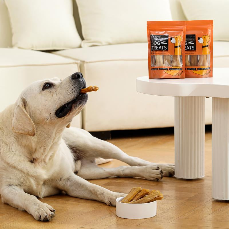 Iipets Cowhide Dog Chewing Bone - All Natural Cowhide, Long-Lasting Teeth Cleaning, No Additives, Low Temperature Baking, No Throat Clogging, Safe to Chew, Suitable for Puppies during Their Teething Period, and Energetic Adult Dogs.