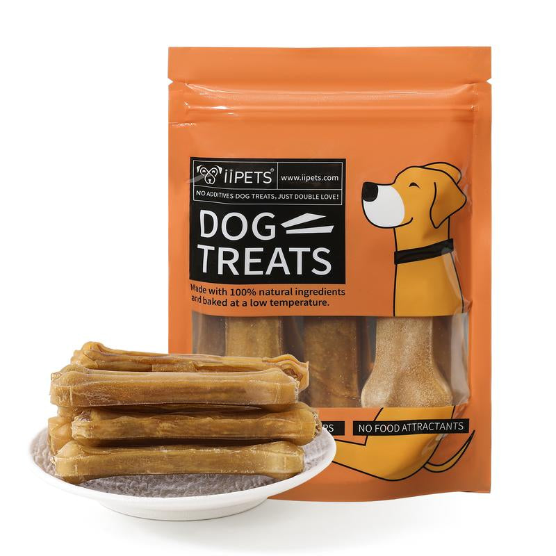 Iipets Cowhide Dog Chewing Bone - All Natural Cowhide, Long-Lasting Teeth Cleaning, No Additives, Low Temperature Baking, No Throat Clogging, Safe to Chew, Suitable for Puppies during Their Teething Period, and Energetic Adult Dogs.