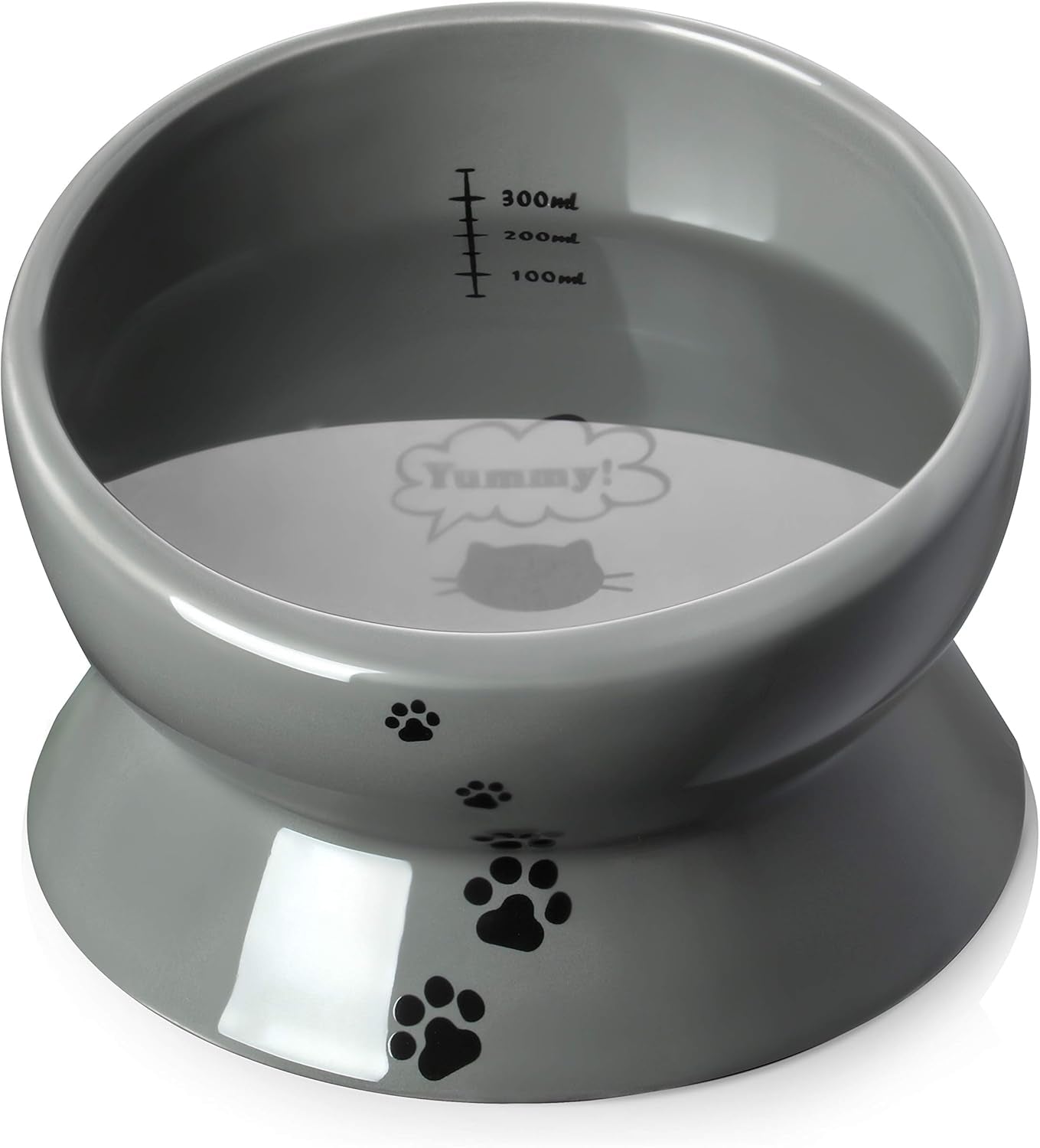 Elevated Cat Food Bowl, Raised Pet Food and Water Bowl, Ceramic, 15Oz
