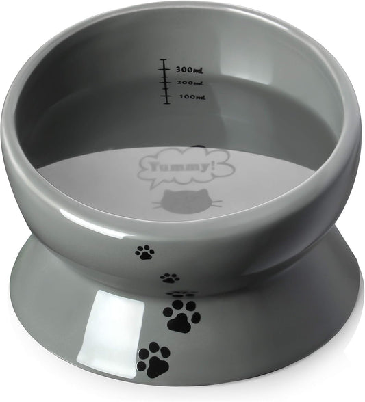 Elevated Cat Food Bowl, Raised Pet Food and Water Bowl, Ceramic, 15Oz