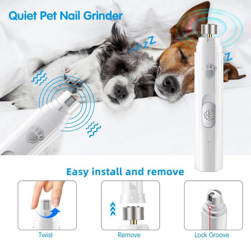 Silent Groom Pro Nail Grinder, 2025 New Dognail Trimmer, USB Rechargeable Nailgrinder, Dog Nail Trimmers, Paws Groomingsmoothing Tool One Is All Grooming Kit Durable Pet